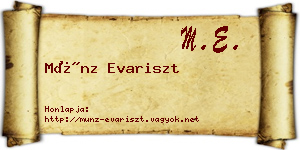 Münz Evariszt névjegykártya
